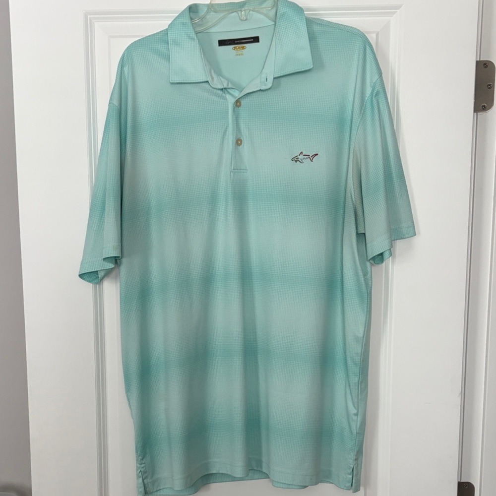 Greg Norman Collection Teal Polo Shirt with Shark Logo
